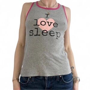 Grey and Pink Dollhouse “I Love Sleep” Tank Top